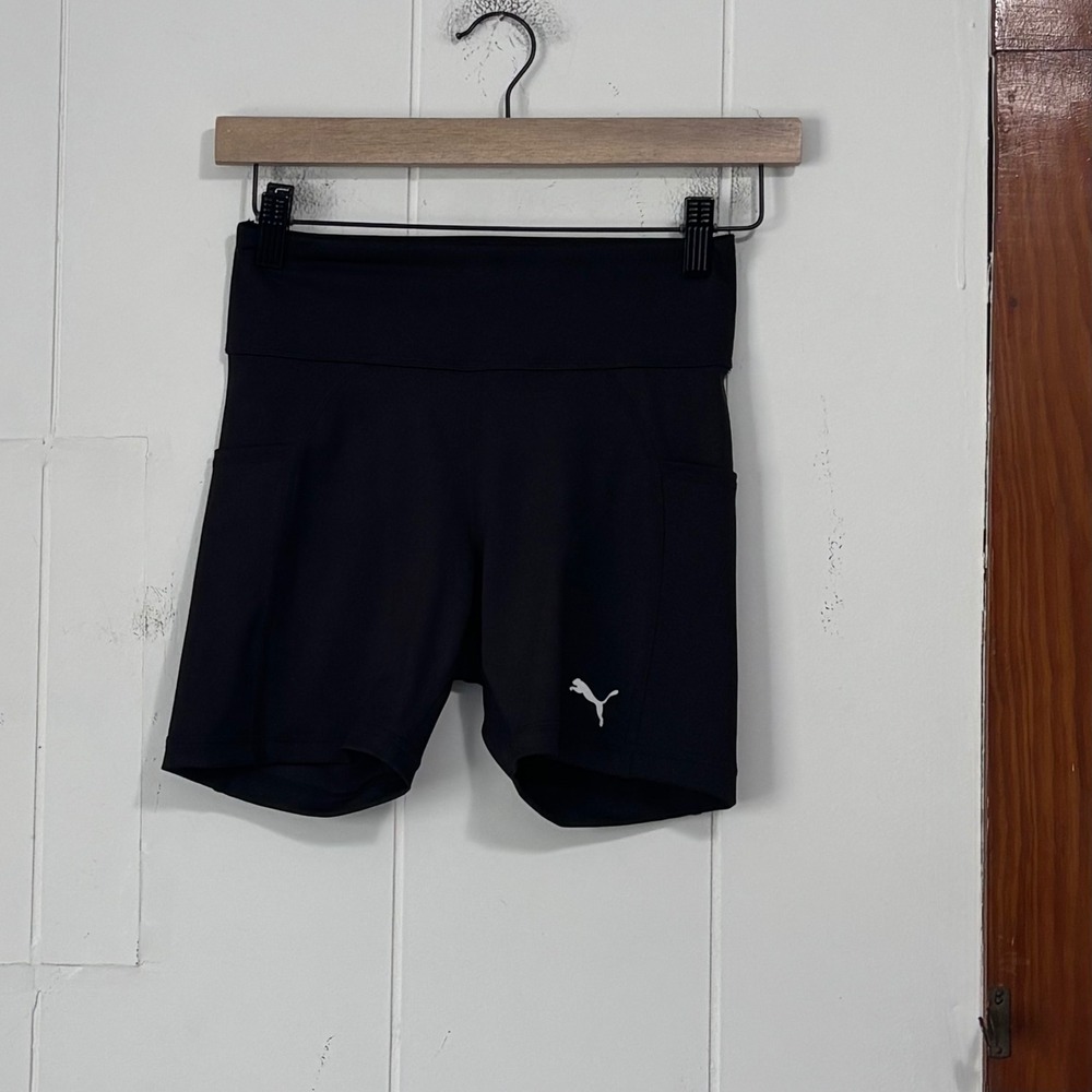 Puma Womens DryCell High Waisted Biker Shorts Black XS Recycled Side Pockets